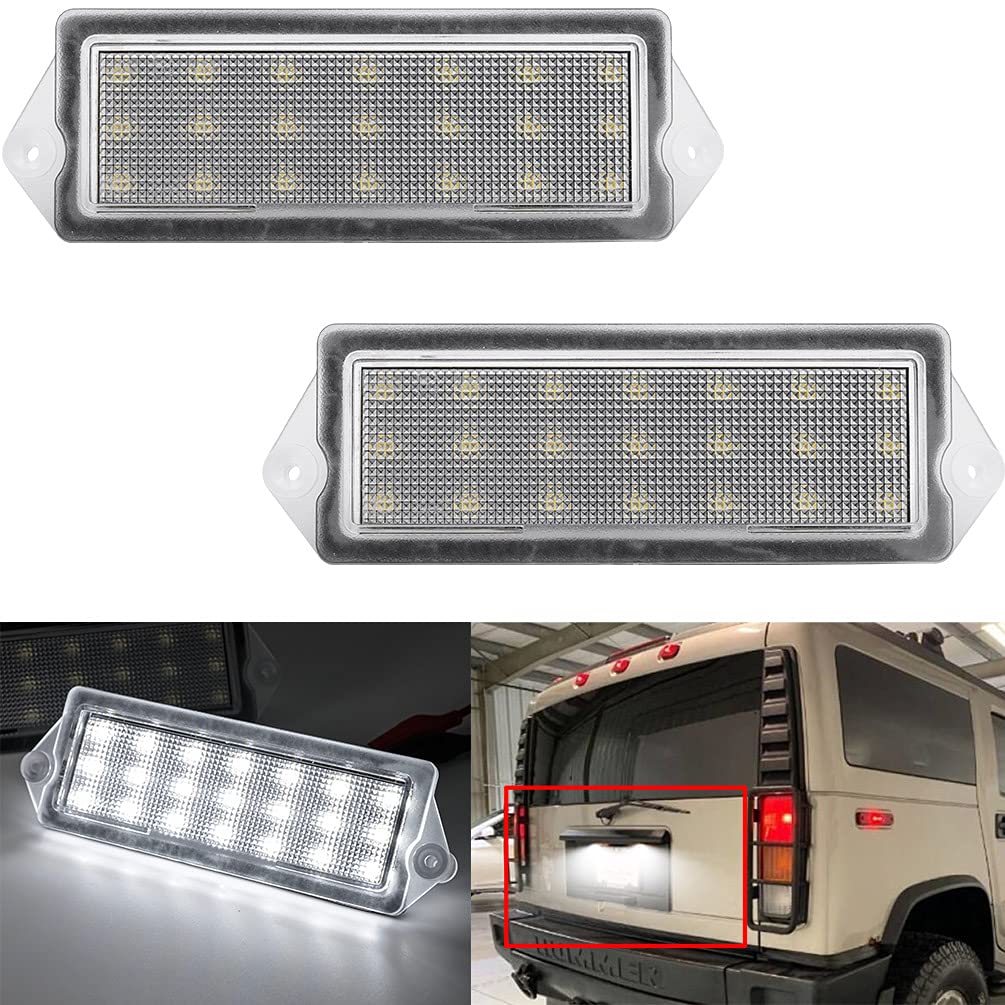 2-Pack H2 LED License Plate Lights - Xenon White Bulbs for 2003-2007 Hummer H2 - Waterproof & Easy Installation - Perfect for Night Driving & Off-Road Adventures