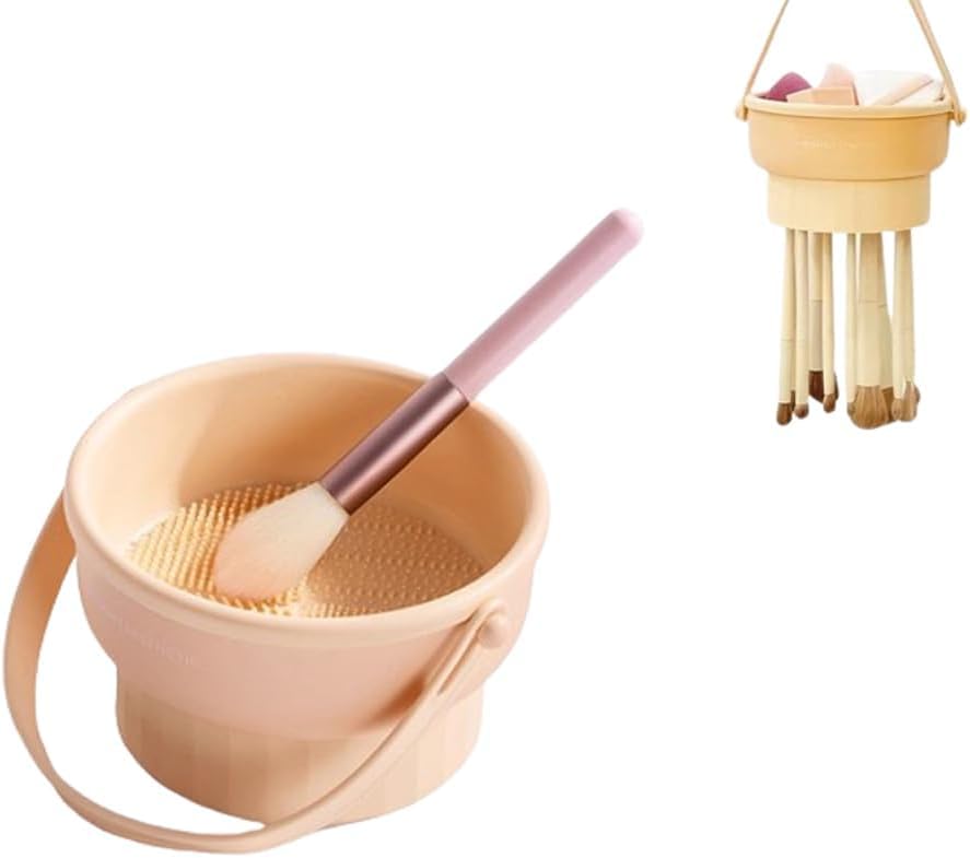 3-in-1 Silicone Makeup Brush Cleaner Mat with Drying Holder - Professional Cosmetic Brush Cleaning Tool & Organizer for Storage & Air Dry - Perfect for Home, Salon, and Travel Use