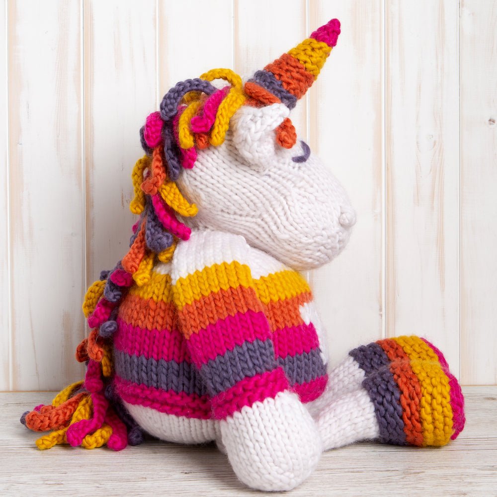 Theo the Unicorn Knitting Kit for Beginners - DIY Unicorn Plush Toy Craft Set with Yarn, Needles & Instructions - Perfect Gift for Kids & Adults for Birthday, Christmas & Crafting Fun