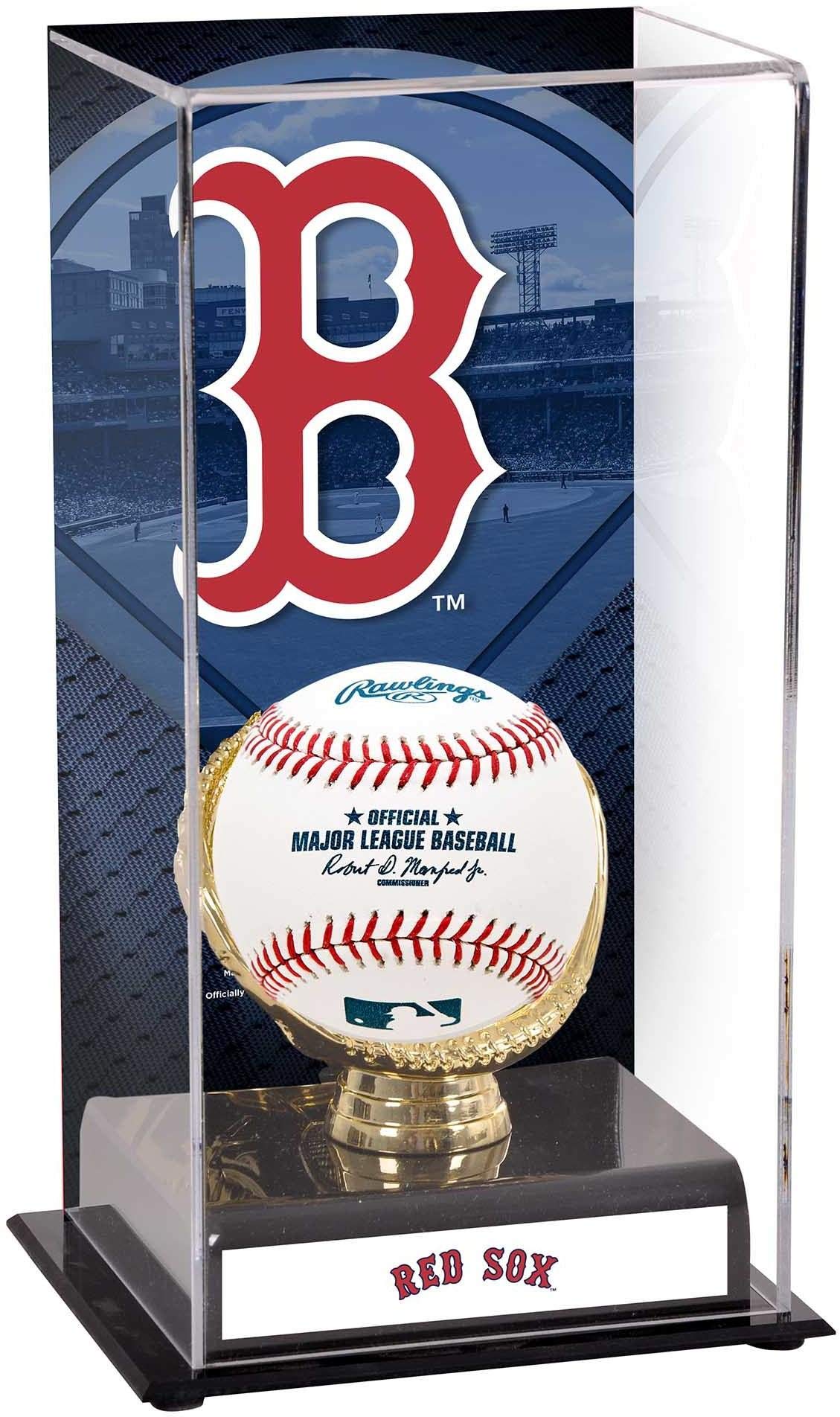 Boston Red Sox Sublimated Baseball Logo Display Case - Premium Acrylic Collectible Showcase for Memorabilia (Case Only) - Perfect for Home, Office, or Sports Bar Decor
