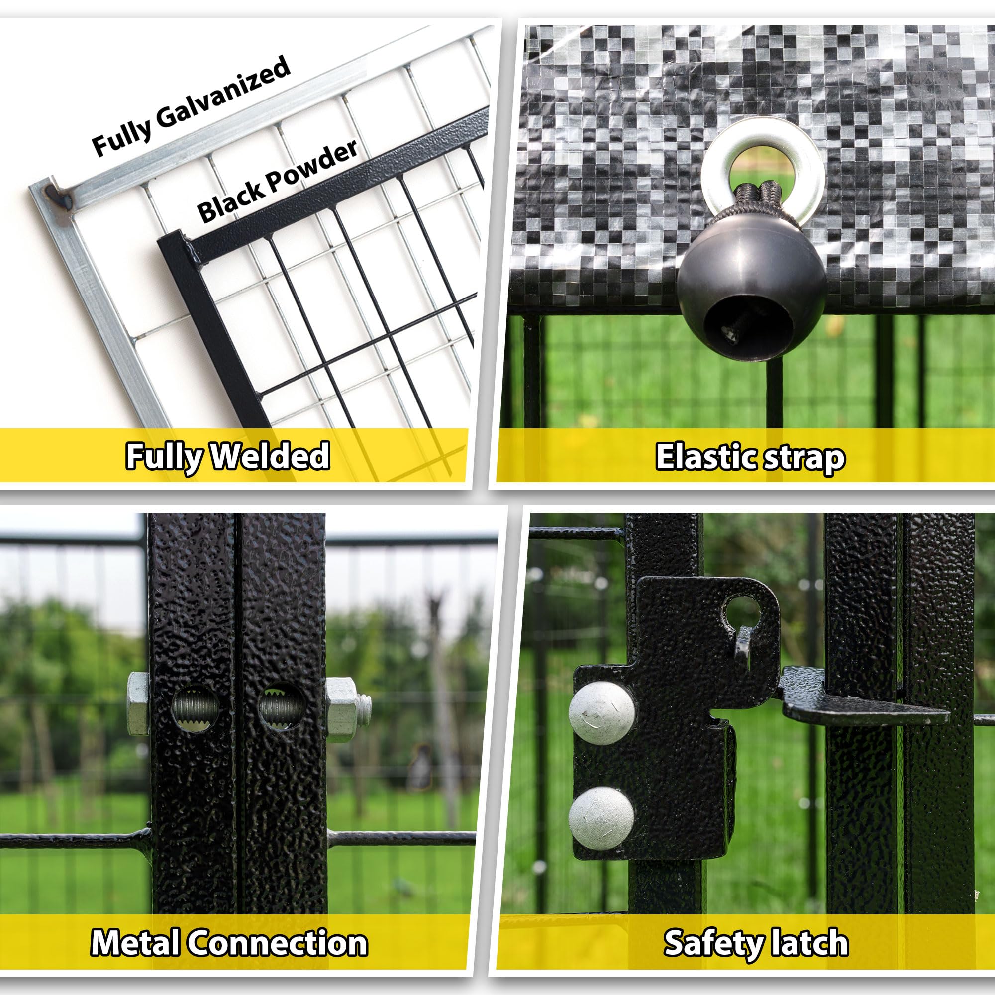 8'x4'x6' Expandable Large Dog Kennel with Bowls - Indoor & Outdoor Dog Playpen, Exercise Cage, Pet Fence with Lockable Feeding Door & Roof - Perfect for Small & Large Dogs in Backyards, Patios, and Travel Use