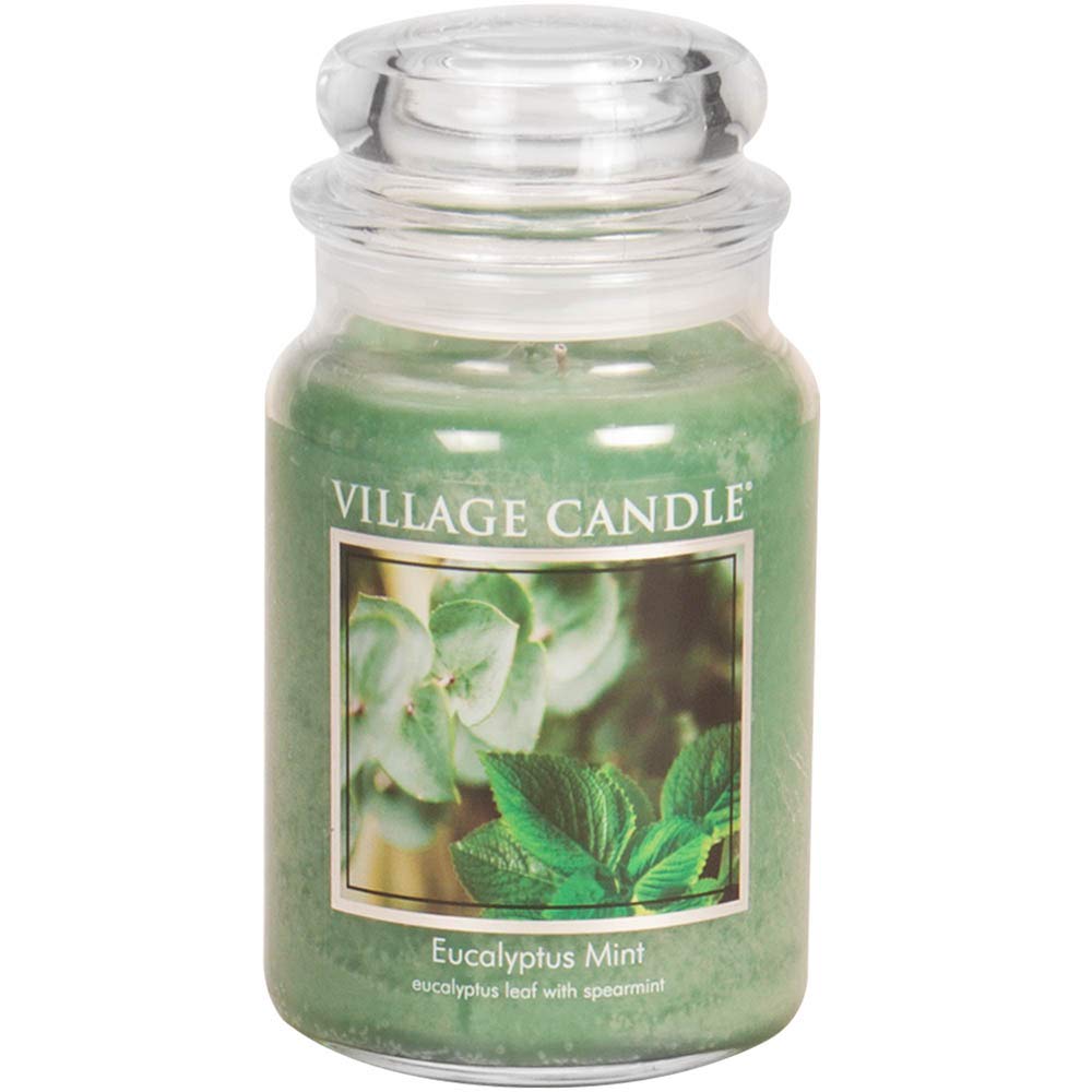 Village Candle Eucalyptus Mint & Lavender Scented Candle Set - Large 21.25oz Glass Apothecary Jar - Aromatherapy Candles for Relaxation, Spa & Home Decor