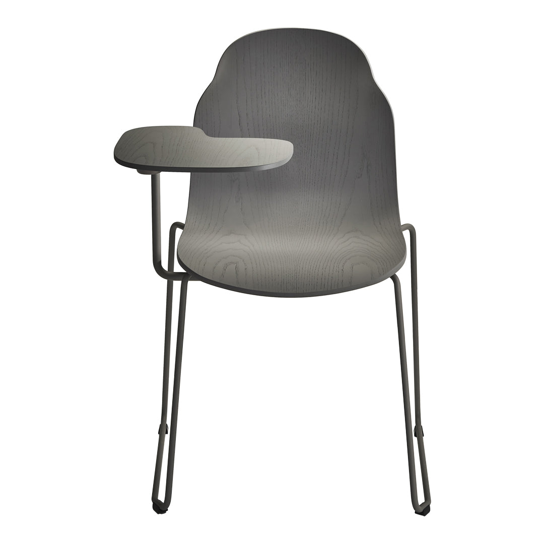 Wooden Frame Body Side Chair with Writing Tablet and Sled Base - Perfect for Home Office, Study Room, or Conference Spaces