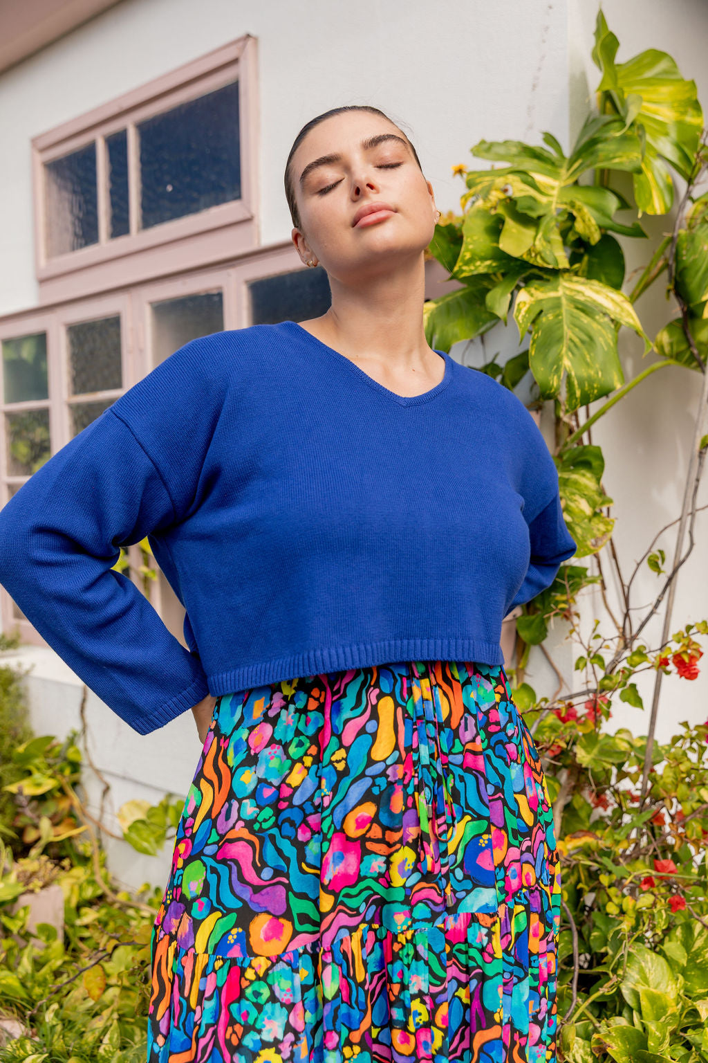 Blakely Crop Knit Top in Cobalt Blue | Women's Fashion T-Shirt | Perfect for Casual Wear, Summer Outfits & Street Style