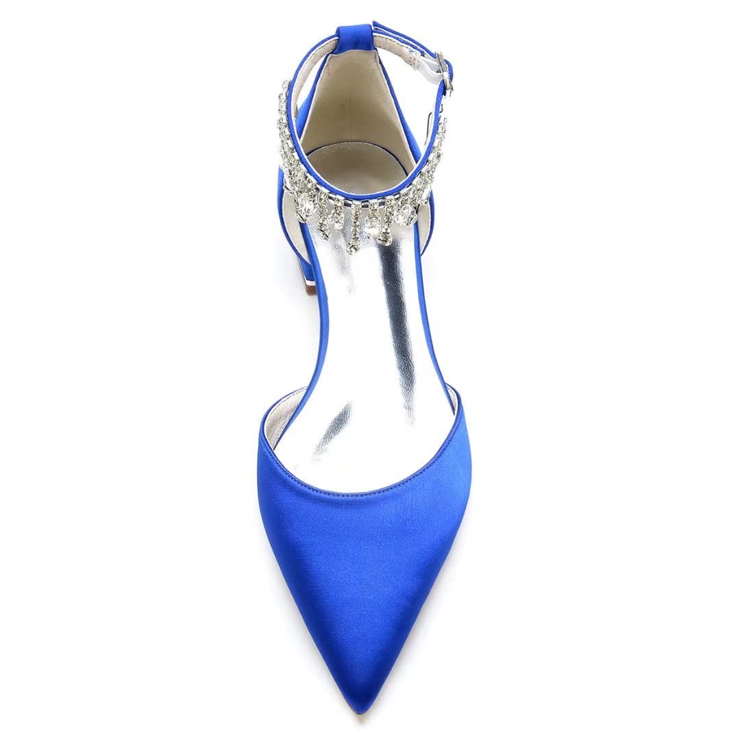 Elegant Satin Wedding Flats for Women - Crystal Embellished Pointed Toe Bridal Shoes | Perfect for Weddings, Proms & Evening Events