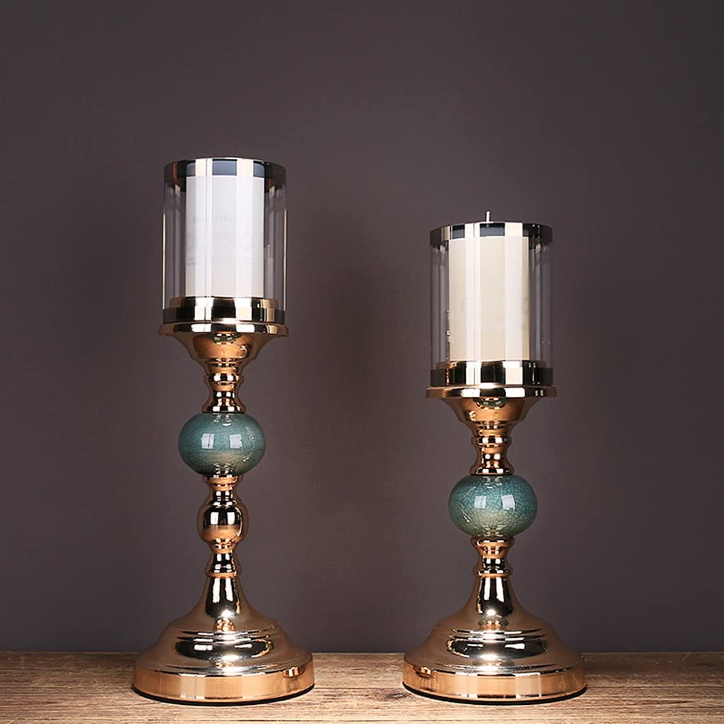 TOMYEUS Chinese-Style Ceramic Candle Holder - Elegant Home Decor for Dining Table, Romantic Dinner Lighting, Wine Cabinet Display | Perfect for Weddings, Parties & Cozy Evenings (Size A)