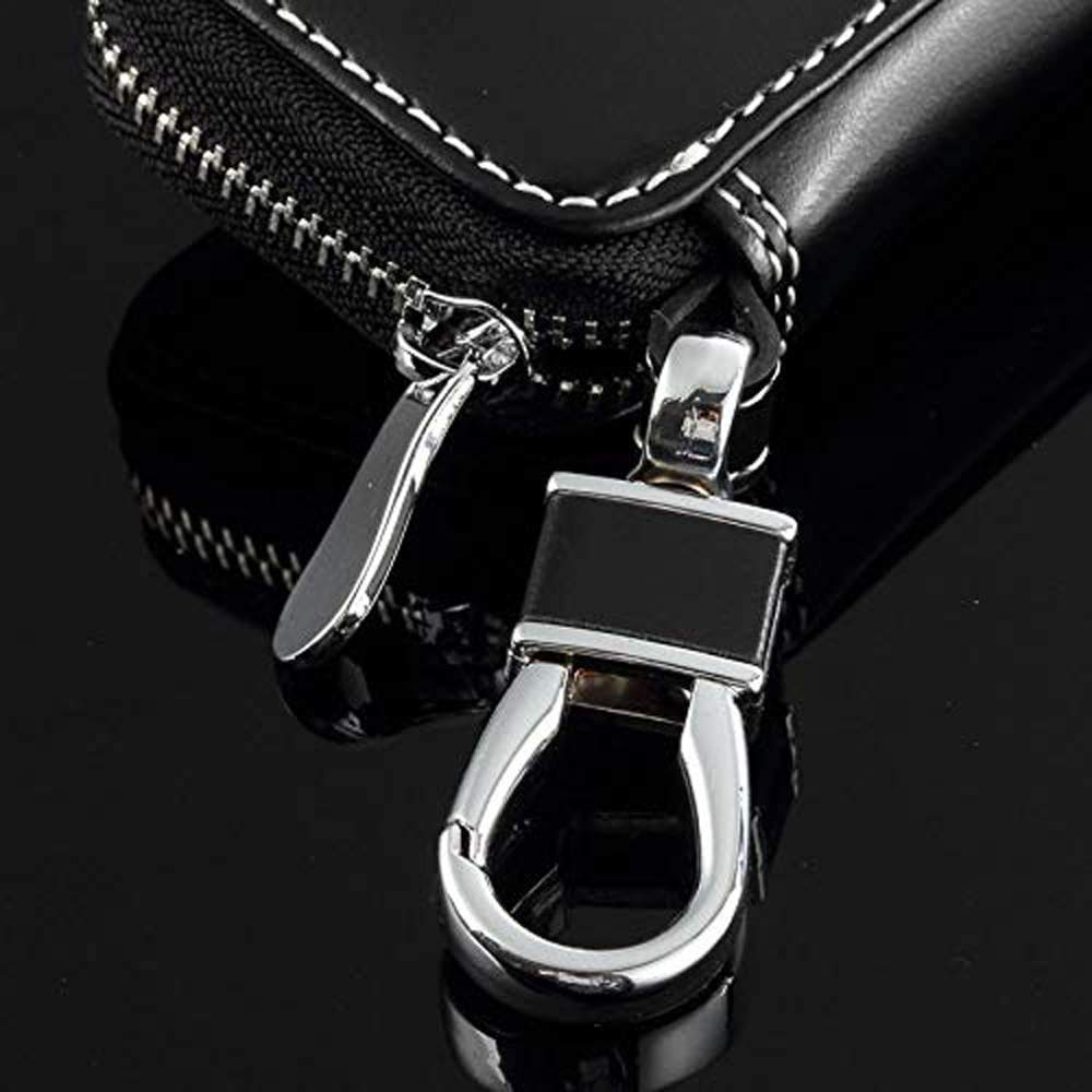 Alfa Romeo Key Case - Black Leather Remote Keychain for Car Keys