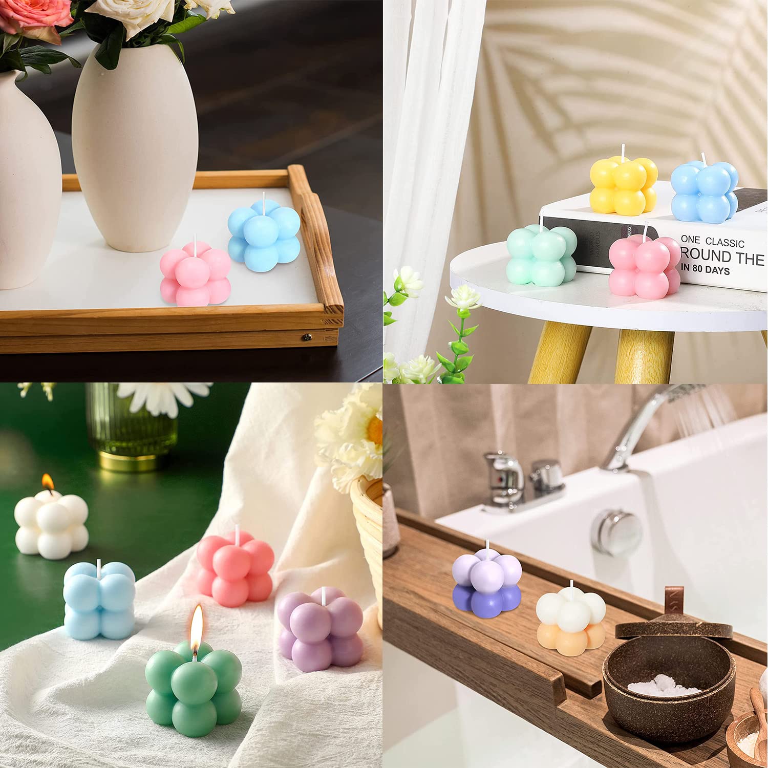 Konrisa 3D Bubble Candle Molds - 15 Cavity Silicone Cube Molds for DIY Soy Wax Candles, Baking Chocolate, Cheesecake, Mousse & Jelly Pudding | Perfect for Home Decor, Wedding Favors & DIY Craft Projects