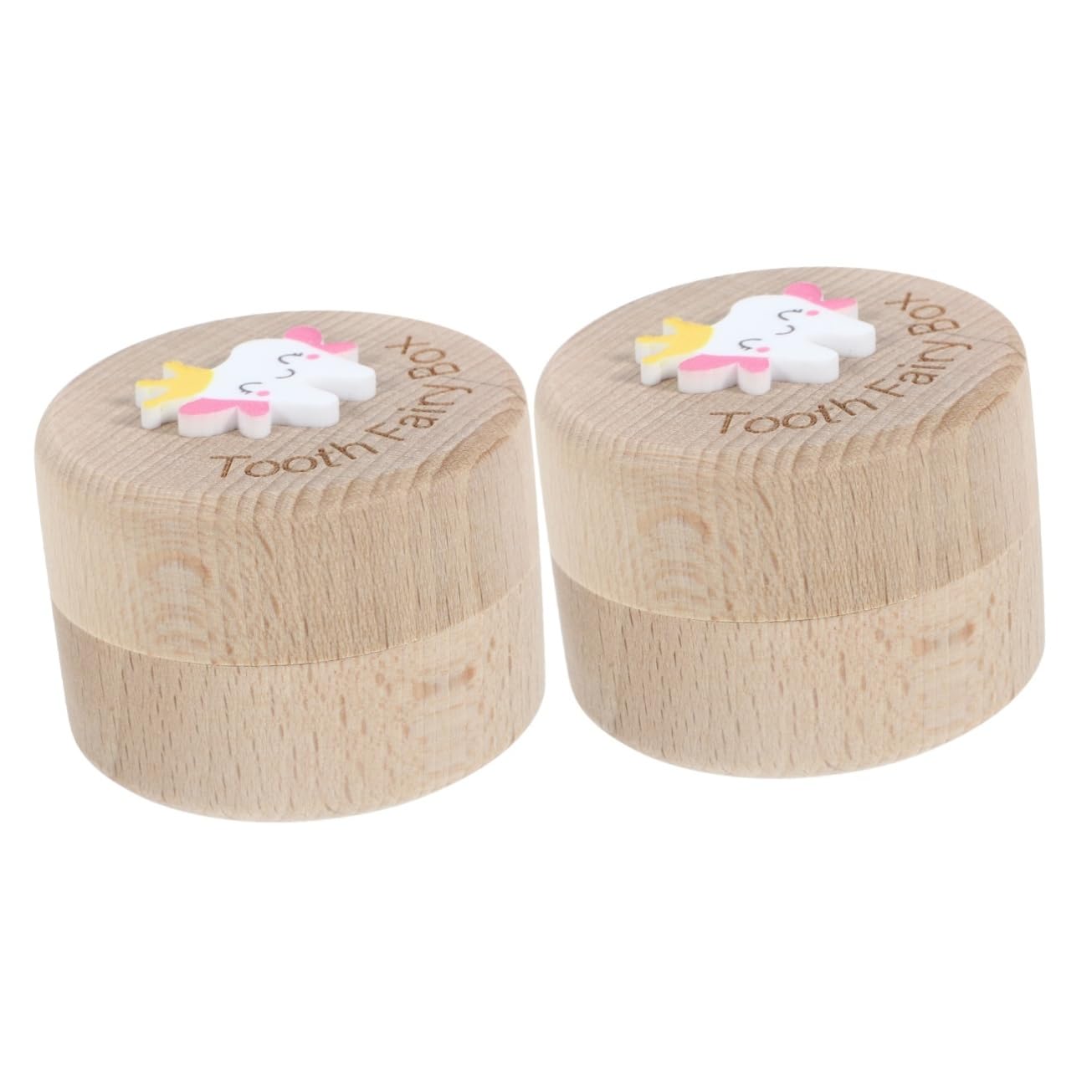VICASKY 2-Piece Wooden Tooth Fairy Box Set - Small Keepsake Box for Baby Teeth Storage, First Lost Tooth Holder - Perfect for Kids' Bedtime Rituals & Memory Preservation