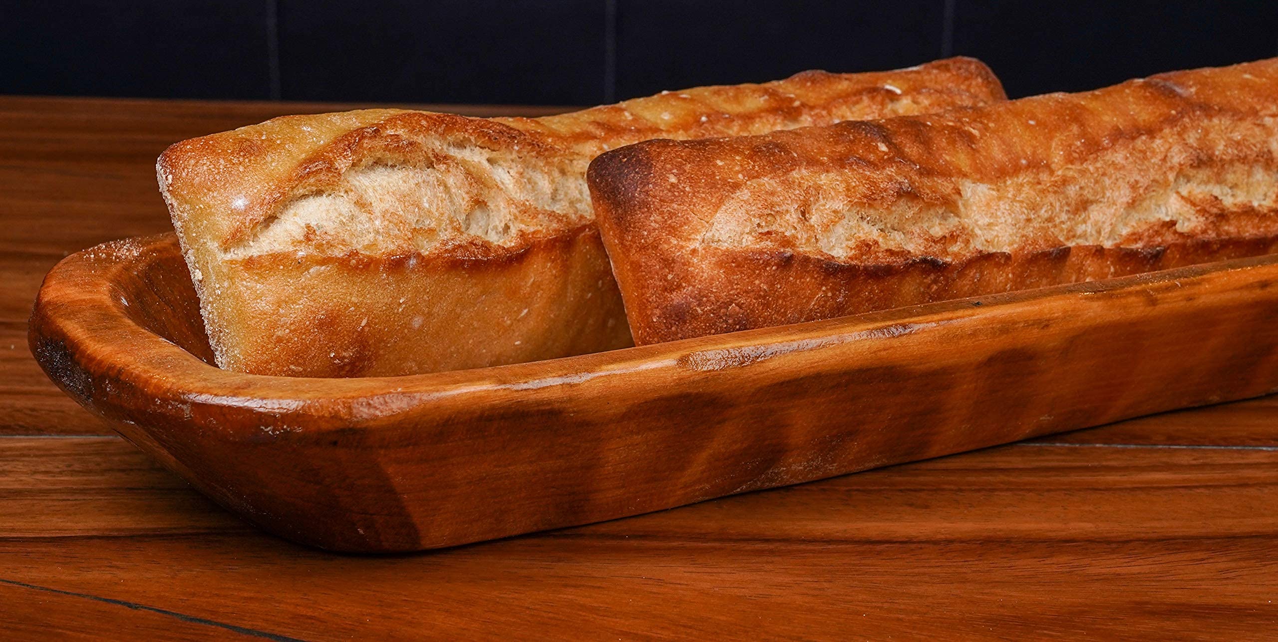 Food Safe Wood Baguette Dough Bowl - Small Batea for Bread Making, Pizza Dough, Pastry & Artisan Baking - Perfect for Home Bakers & Professional Chefs