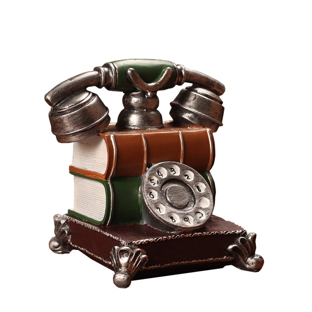 Vintage Antique Retro Telephone Sculpture - Handcrafted Office & Home Decor Model (6.6x5.1x6.2 Inches) - Perfect for Vintage Themed Parties, Home Office Decor & Gift Ideas