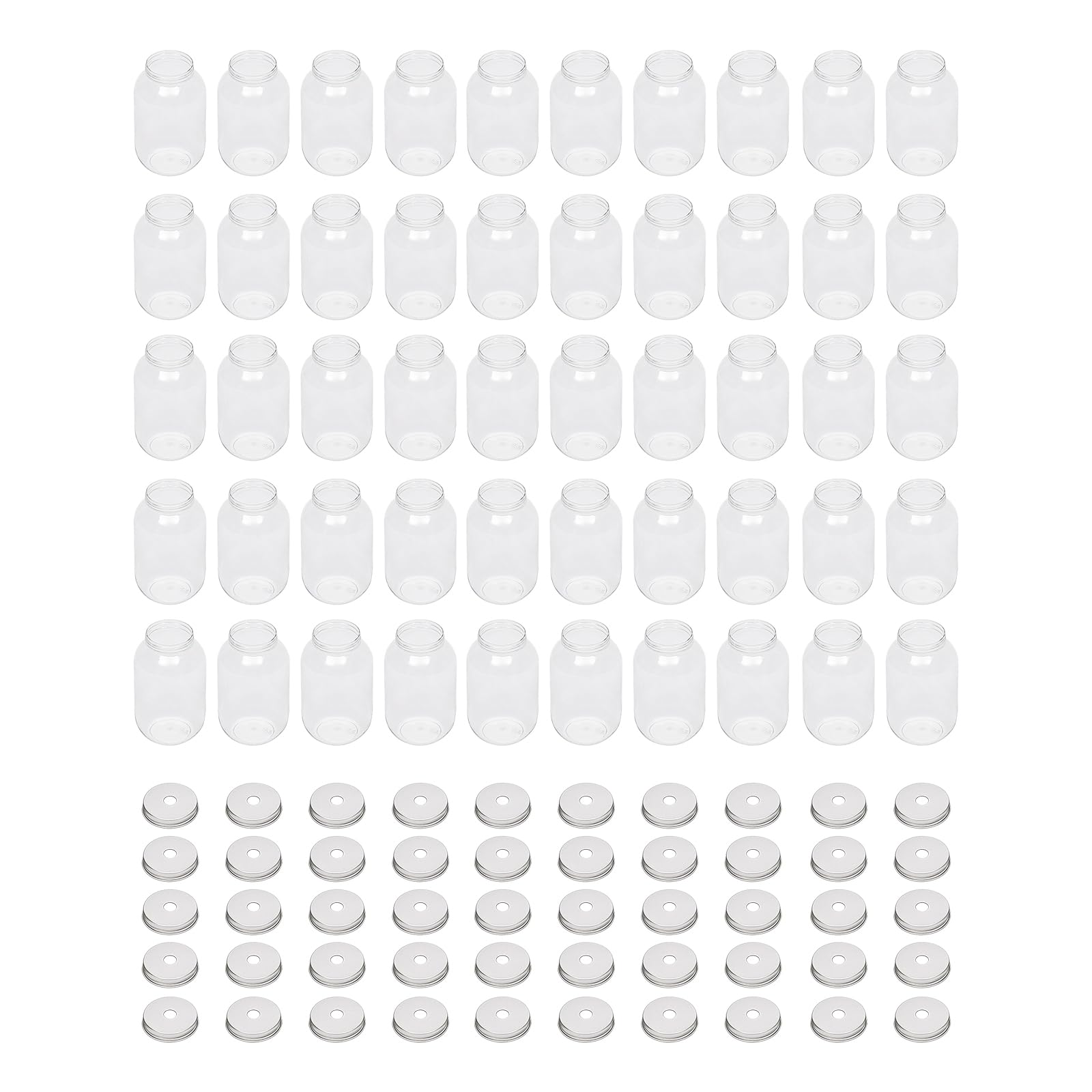 50 Pack 21 Oz Clear Plastic Juice Bottles with Lids - BPA Free Bulk Drink Containers with Aluminum Caps for Iced Coffee, Milk Tea, Smoothies & Beverage Storage - Perfect for Home, Cafe & Restaurant Use