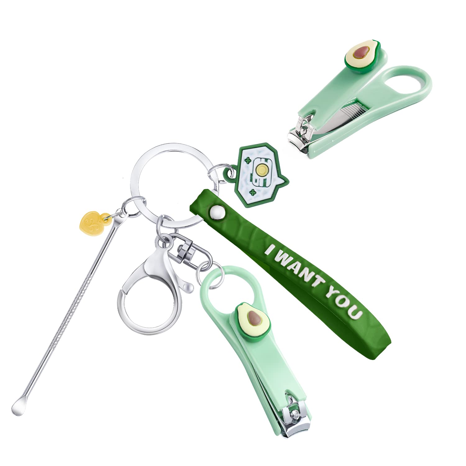 Premium Avocado-Shaped Nail Clippers Set - Ultra Sharp Stainless Steel Nail Cutters with Ear Pick & Keychain - Perfect Manicure/Pedicure Tool & Cute Gift for Women, Teens - Ideal for Travel, Home Use & Spa Days