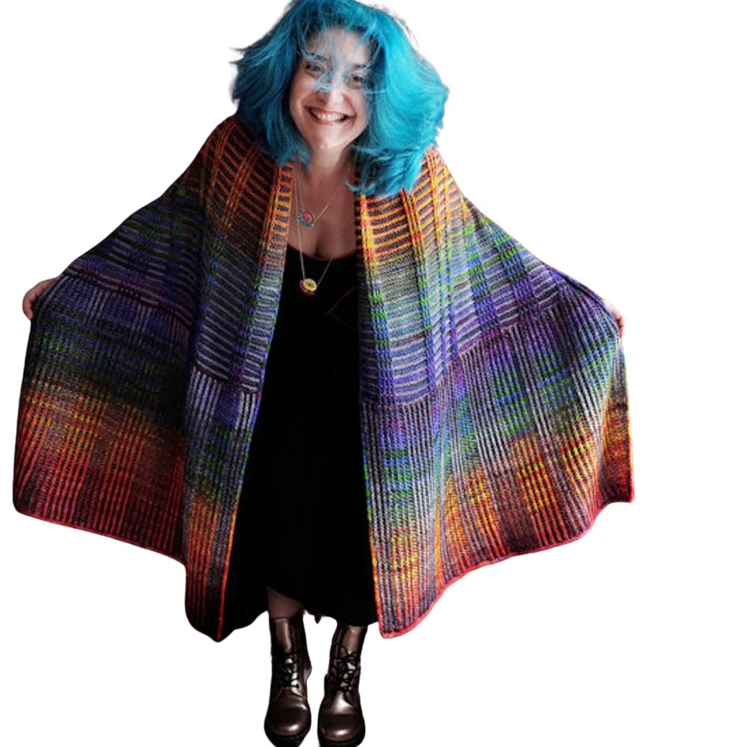 Beaubourg Shawl Kit - Contemporary Handmade Yarn Art Shawl for Women | Perfect for Gift Giving, Fashion Accessories & Boho Style Outfits