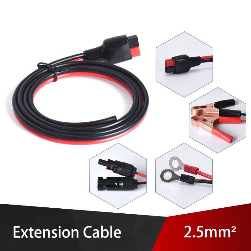 2.5mm² Solar PV Extension Cable with M8 Ring Terminal & Crocodile Clips - 30A 600V Power Battery Wire (3M) - Ideal for Solar Panel Connections, RV Batteries, and Off-Grid Power Systems