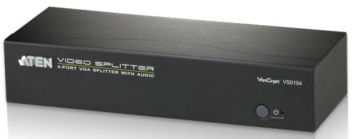 Aten VS0104 4 Port VGA Splitter with Audio Support | 450MHz Bandwidth | 1920x1440 Resolution | 65m Booster | Ideal for Home Theater, Conference Rooms & Multi-Monitor Setups