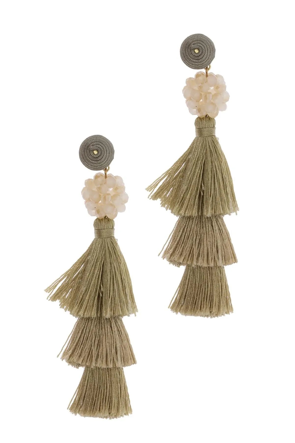 Crystal Cluster Tassel Earrings for Women - Elegant Bohemian Dangle Earrings with Natural Stones - Perfect for Parties, Weddings & Everyday Wear