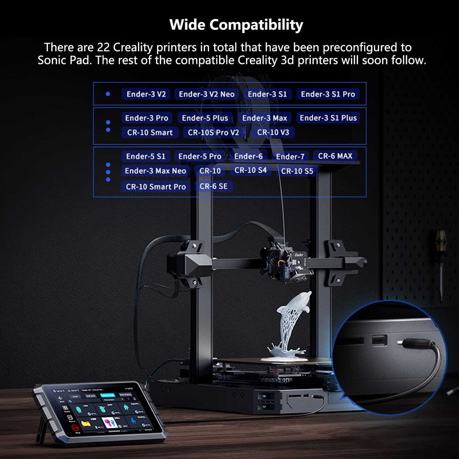Creality Sonic Pad Klipper - 7 Inch Touch Screen 3D Printer Controller with Faster Printing Speed | Compatible with Ender 3 V3 SE, Ender 3 Max Neo, Ender 3 V2, Ender 3 S1 | Perfect for High-Speed 3D Printing & Precision Control