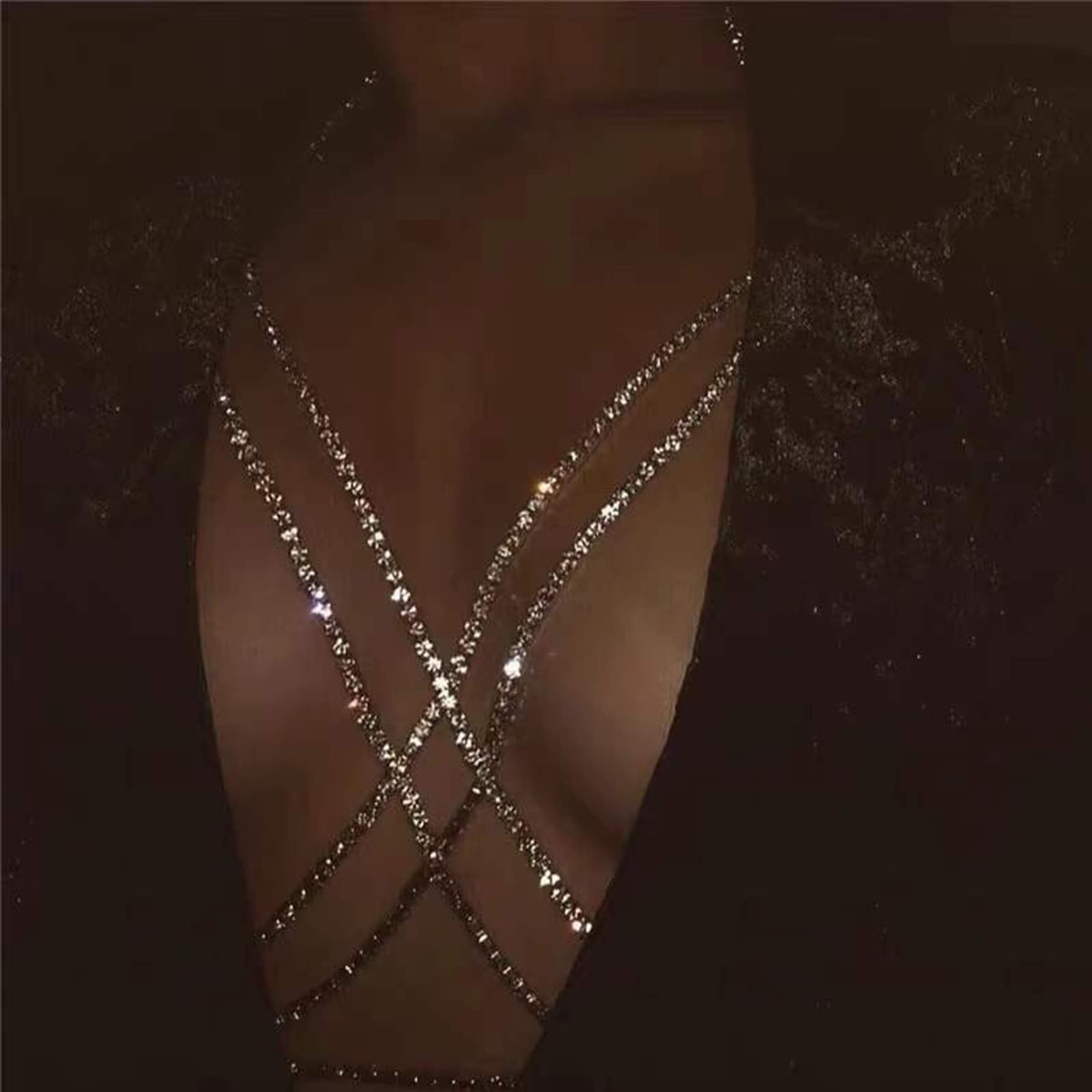 Elegant Gold Body Chain with Crystals - Stylish Bikini & Bralette Jewelry for Women & Girls - Perfect for Nightclub Parties, Beach Outfits & Festival Fashion