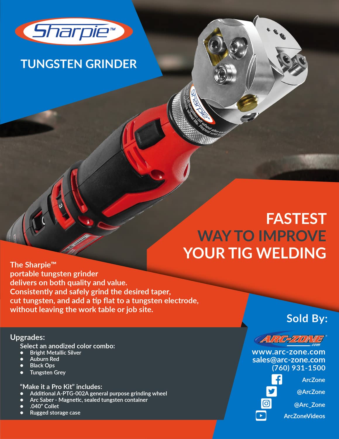 Sharpie DXCL Cordless Tungsten Sharpener Grinder - Adjustable 15°-45° Angle, Diamond Ground Tapers (Tungsten Grey) - Perfect for Welding, Metalworking & DIY Projects