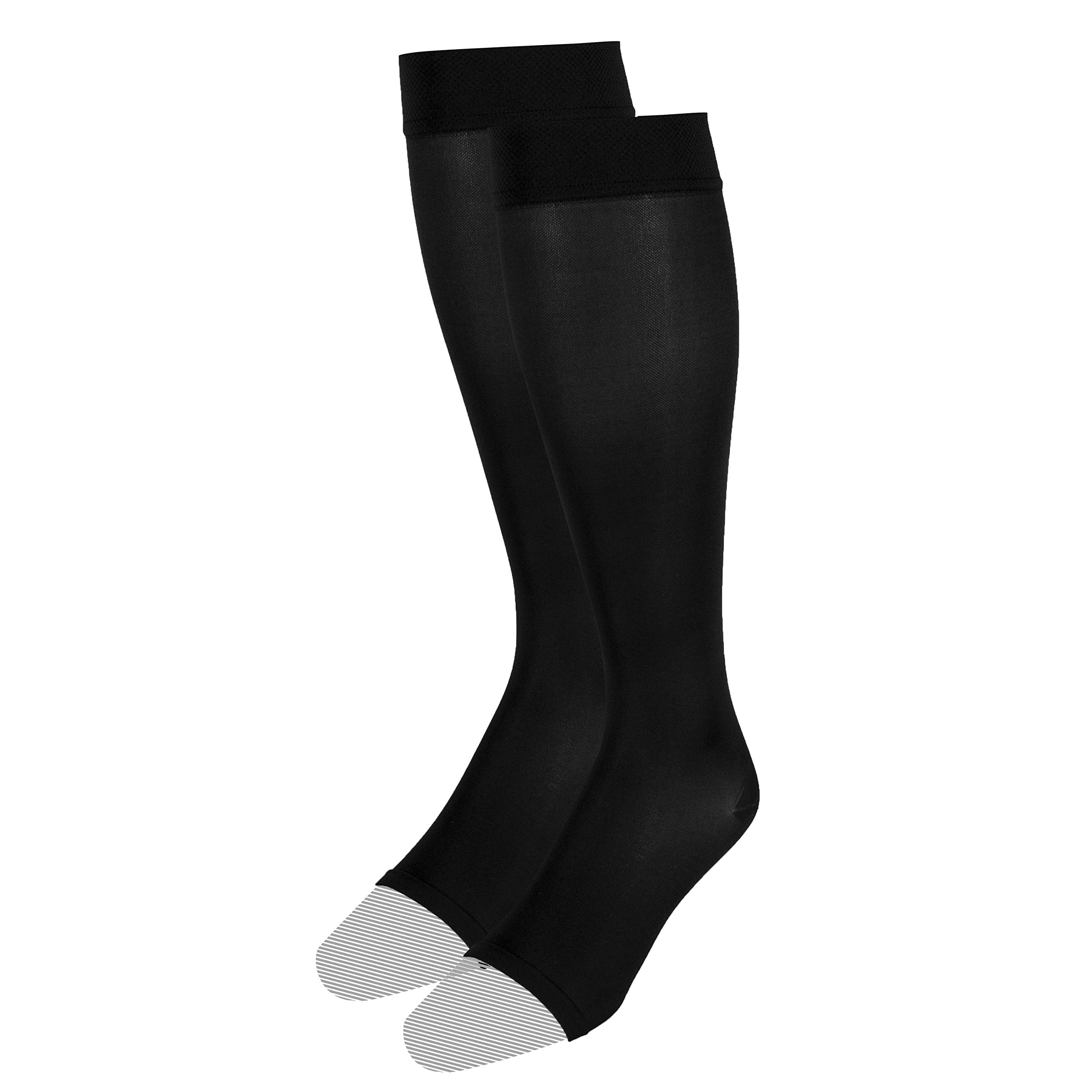 Truform Women's 20-30 mmHg Knee High Open Toe Compression Stockings - Opaque Black Small - Ideal for Circulation Support, Varicose Veins & Post-Surgery Recovery