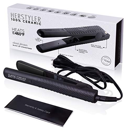 Herstyler Forever Straightening Flat Iron - 1.25 Inch Ceramic Hair Straightener with Negative Ion Technology for Frizz-Free Silky Hair | Dual Voltage Travel Friendly | Perfect for Home Use, Salon Styling & On-the-Go Touch Ups
