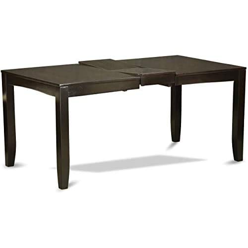 East West Furniture LYPF5-CAP-C Lynfield 5-Piece Kitchen Dining Set for 4 - 36x66 Inch Rectangle Table with Butterfly Leaf Extension & 4 Linen Upholstered Chairs | Perfect for Small Spaces, Breakfast Nooks & Cozy Family Meals