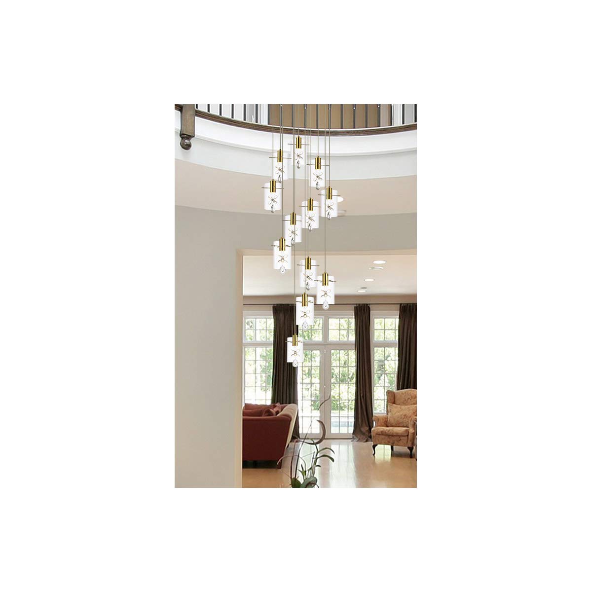 Luxury Hana 12-Light Chandelier Pendant Lighting - Gold Finish for Living Room, Kitchen, Bedroom & Hallway | Elegant Dining Room Lighting & Modern Home Decor