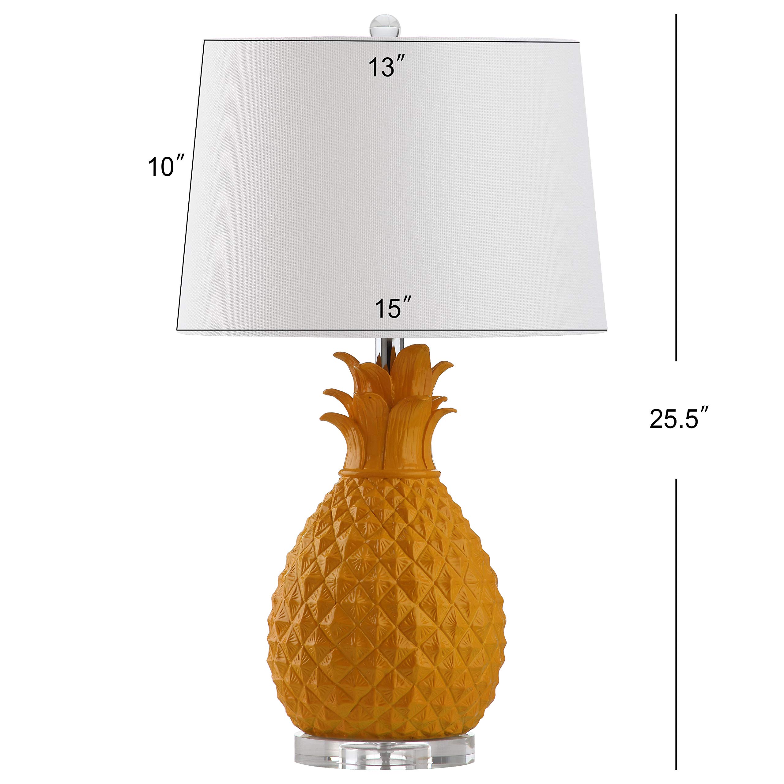 SAFAVIEH Kelly Farmhouse Yellow Pineapple Table Lamp Set of 2 - 26 Inch LED Bedside Nightstand Light for Bedroom, Living Room & Home Office - Tropical Decor Accent Lighting (Bulbs Included)