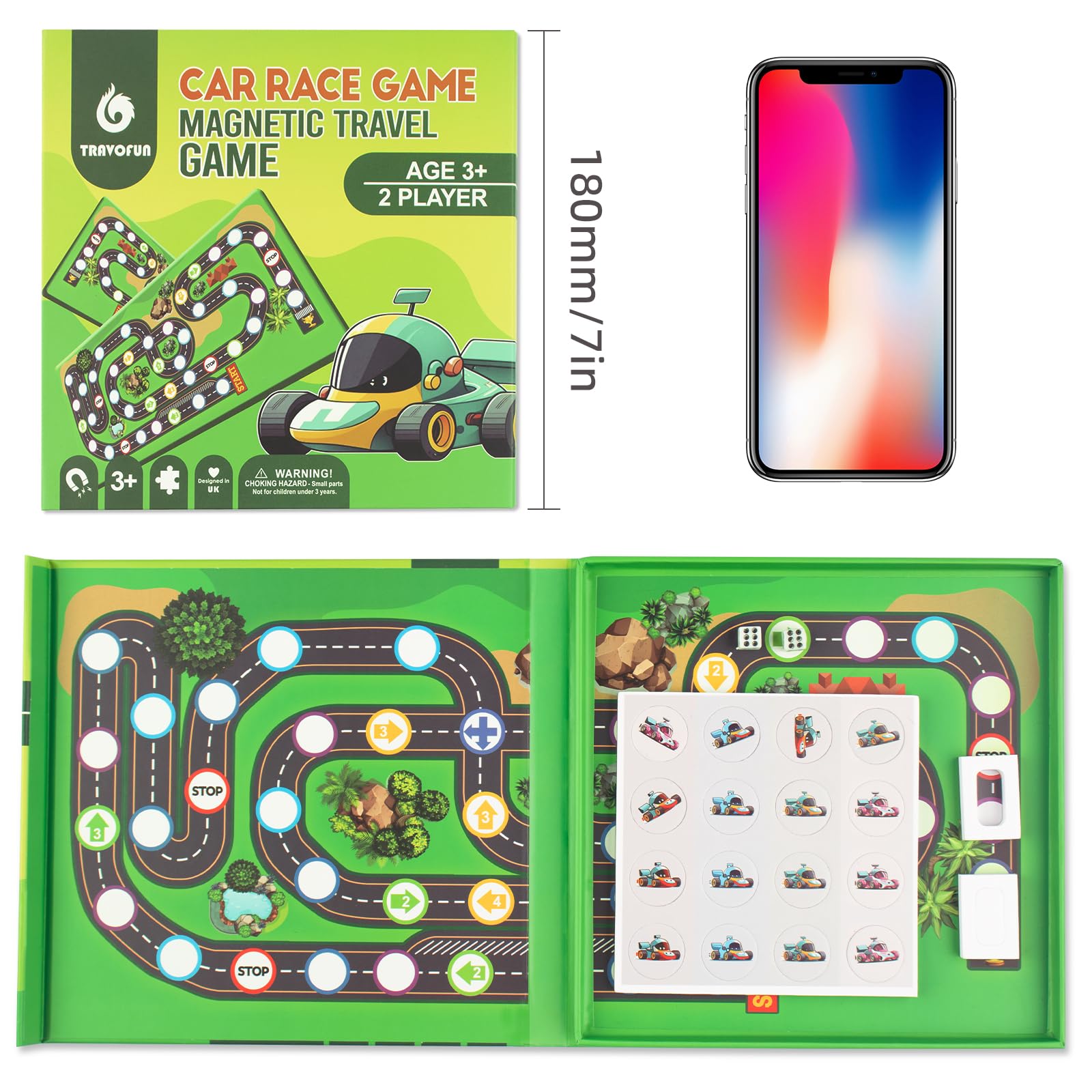 Magnetic Car Race Game for Kids Ages 3-8 - Fun Travel Toy for Toddlers - Road Trip & Airplane Activity - Camping Game Essentials - Easter Gift for Boys & Girls - Perfect for Birthday Parties, Family Game Nights & Long Journeys
