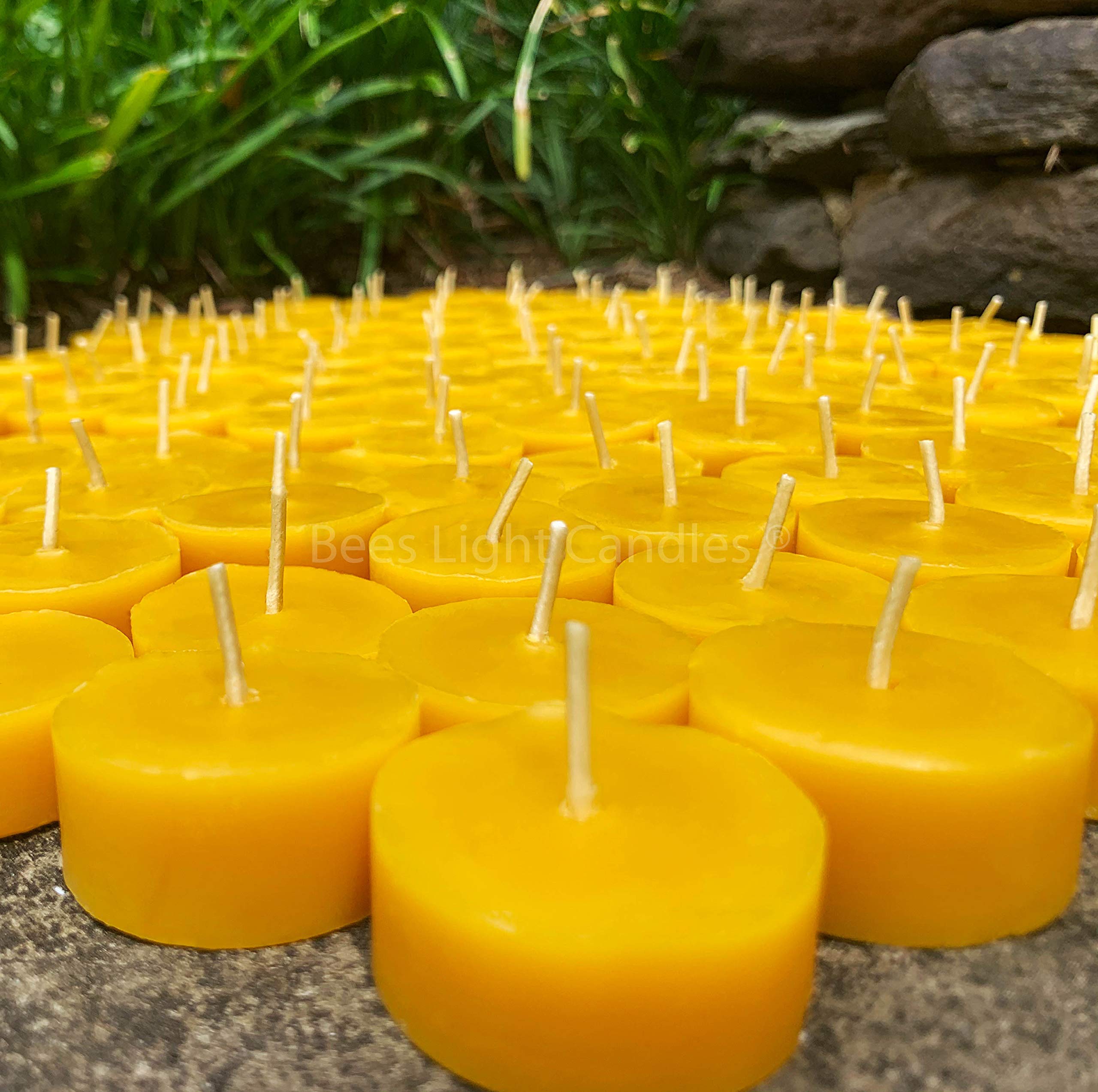 100% Natural Beeswax Tealight Candles Bulk Pack of 100 - Handmade in USA, Unscented with Natural Honey Aroma | Clean Burning, Allergy Friendly Tea Lights for Weddings, Parties, Events, Holidays & Emergency Preparedness | Perfect for Romantic Dinners, Spa Relaxation & Home Decor