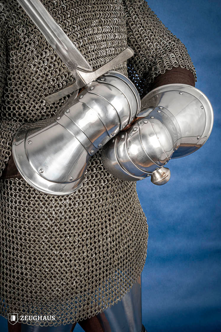 15th Century Mitten Gauntlets - 1.6mm Polished Steel Armor for Medieval Reenactment & LARP Battles