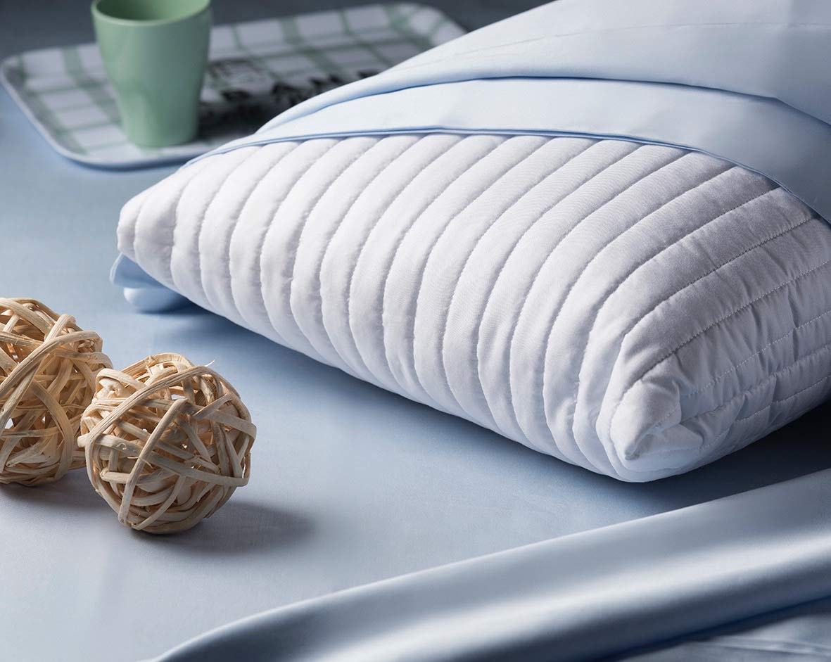 Evergreenweb - Pack of 2 Soy Viscoelastic Pillows 40x70 cm with High 15cm Loft, Neck Support & Breathable for Cervical Pain Relief - Fits All Mattress Types (Bed, Sofa, Office Chair)