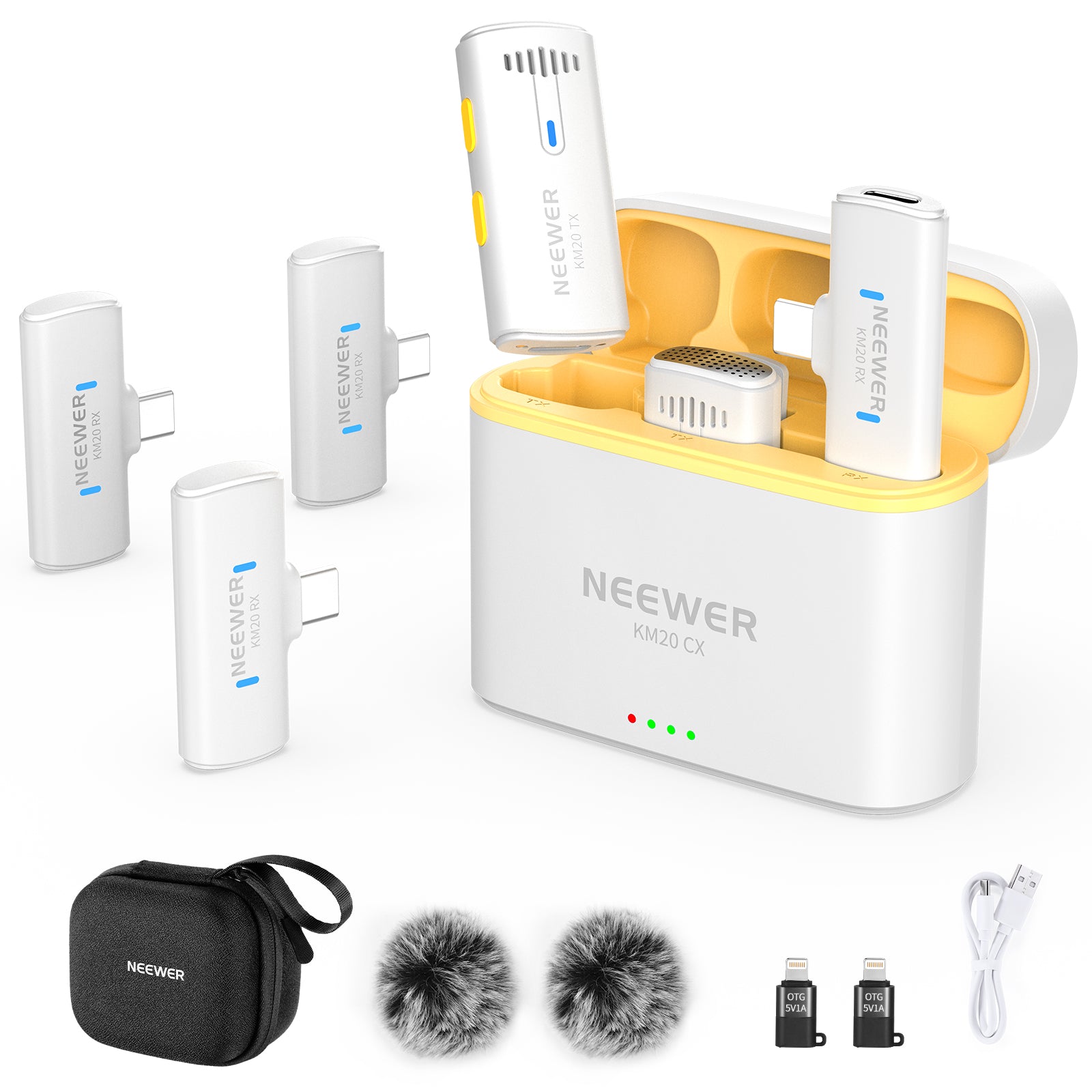 NEEWER KM20 Wireless Lavalier Microphone for Smartphones, Cameras - Type C Lapel Mic with Noise Reduction for YouTube, Vlogging, Interviews, Live Streaming