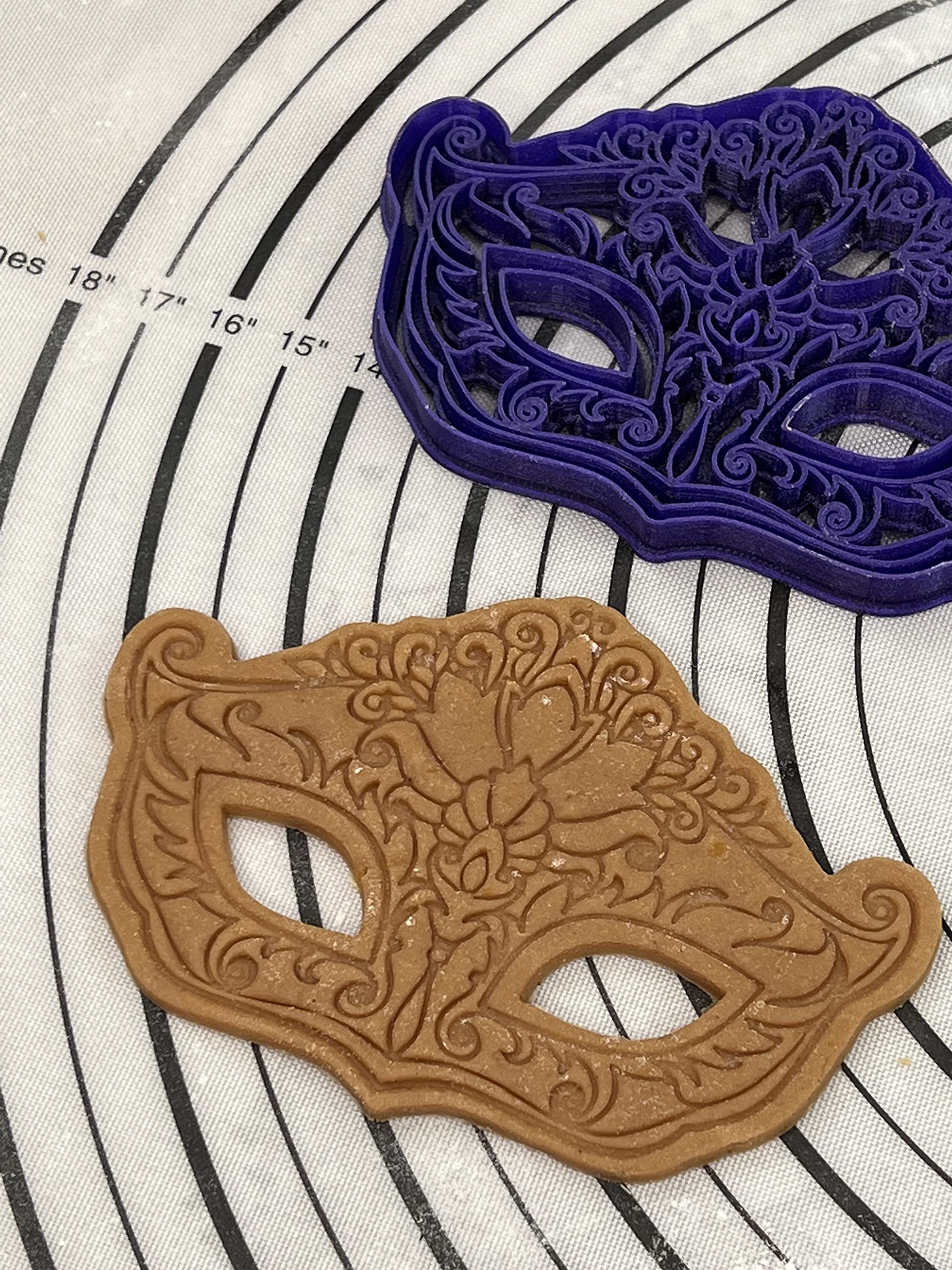 Premium 5.5-inch Purim Mask Cookie Cutter Mold - Galaxy Purple | Designed by Miriam's Kitchen | 3D Printed Baking Tool for Jewish Holiday Cookies, Hamantaschen & Purim Party Treats
