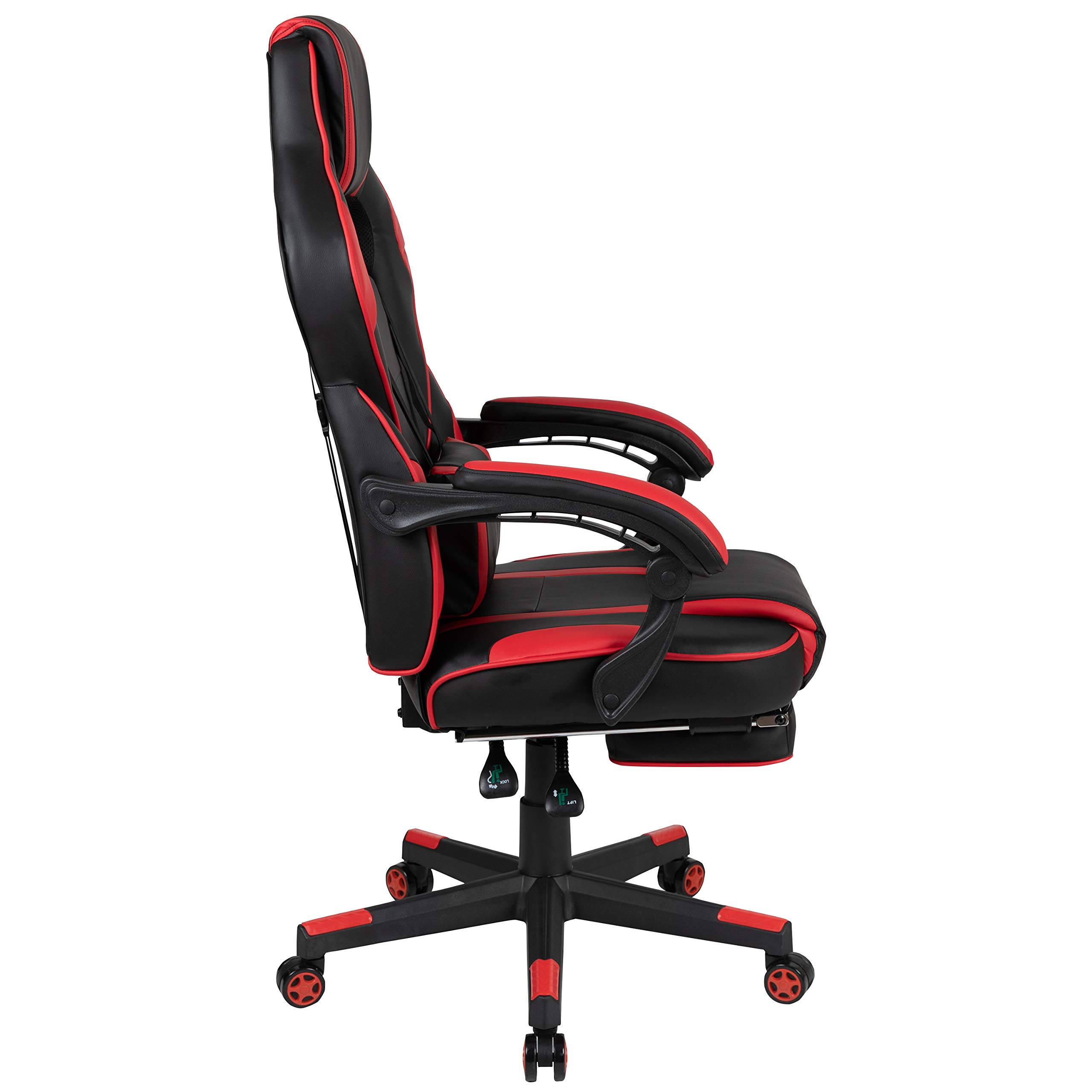 Emma & Oliver Red Ergonomic Gaming Chair with Adjustable Reclining Back, 3D Armrests, Footrest & Lumbar Massage - Perfect for PC Gaming, Office Work & Home Relaxation