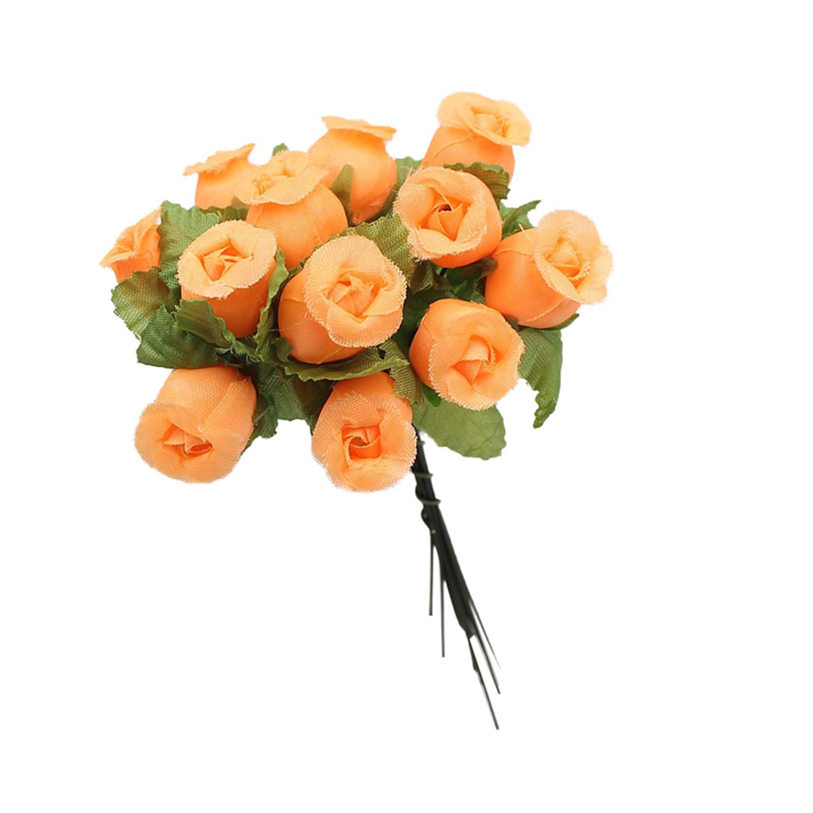 Premium 12-Piece Artificial Rose Bouquet - Realistic Fake Flowers, Anti-Droop & Bendable Stems, 18 Vibrant Colors (Orange) for Home Decor, Wedding Centerpieces, Office Desk & Party Arrangements