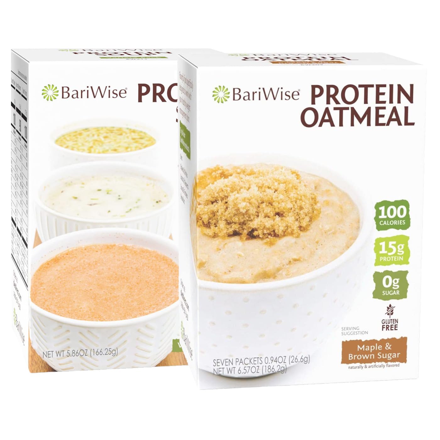 BariWise High Protein Soup Variety Pack & Maple Brown Sugar Protein Oatmeal Bundle - Healthy Meal Replacement for Weight Loss, Keto Diet & Post-Workout Recovery