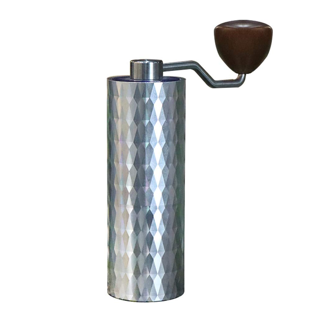 Premium Manual Coffee Grinder - Compact Adjustable Hand Coffee Mill with Aluminum Alloy Burr for Espresso, French Press & Pour Over - Perfect for Travel, Office & Home Kitchen Use (Silver)
