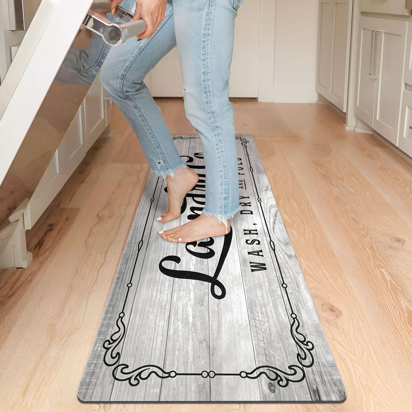 KOZYFLY Non-Slip Washable Laundry Room Rug Runner 20