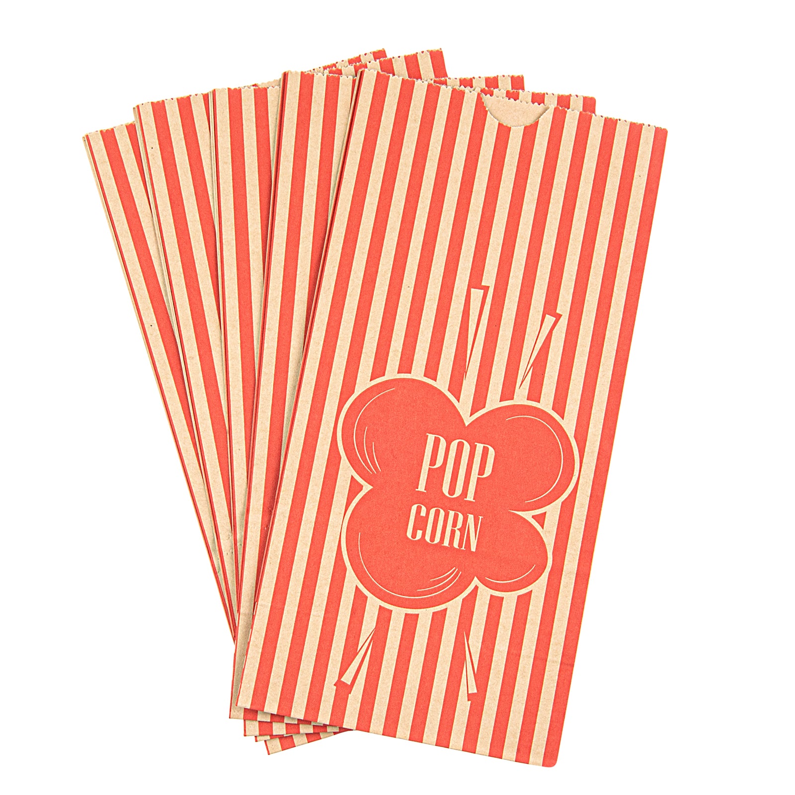Premium 1 oz Red & Kraft Paper Popcorn Bags - 4.25