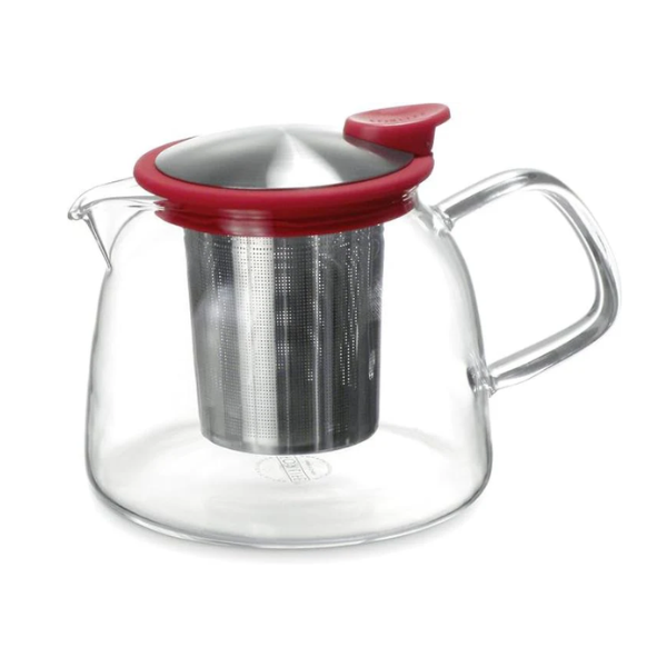 FORLIFE Curve 24 oz Glass Teapot with Removable Infuser - Perfect for Loose Leaf Tea, Herbal Tea & Iced Tea Brewing at Home or Office