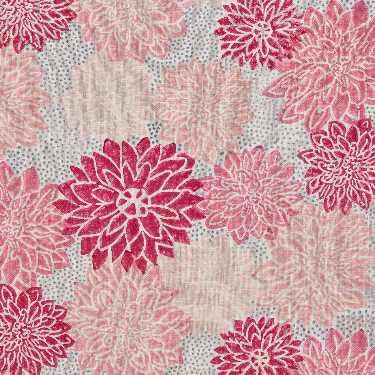 Premium Dahlia Block Printed Cotton Fabric - Hot Pink Sample for DIY Crafts, Quilting & Home Decor