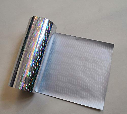 Premium Holographic Hot Stamping Foil Roll - Silver Thick Line Pattern for Heat Transfer on Paper & Plastic (32cm x 120m) - Ideal for DIY Crafts, Packaging, Gift Wrapping & Product Branding