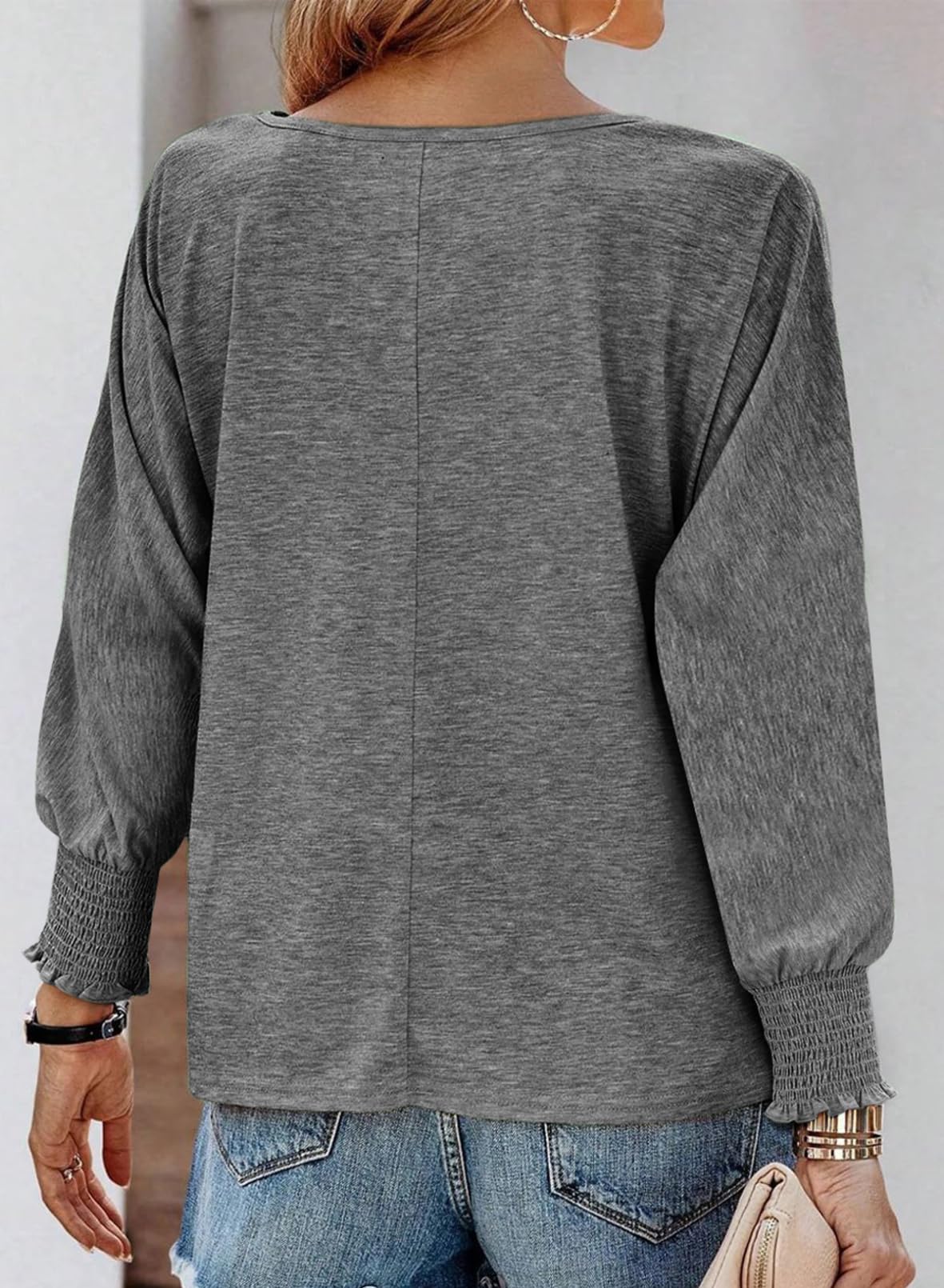 Dokotoo Women's Long Sleeve Batwing T-Shirt 2024 - Oversized Crewneck Casual Top | Loose Fit Basic Tee for Everyday Wear, Layering & Fall Fashion