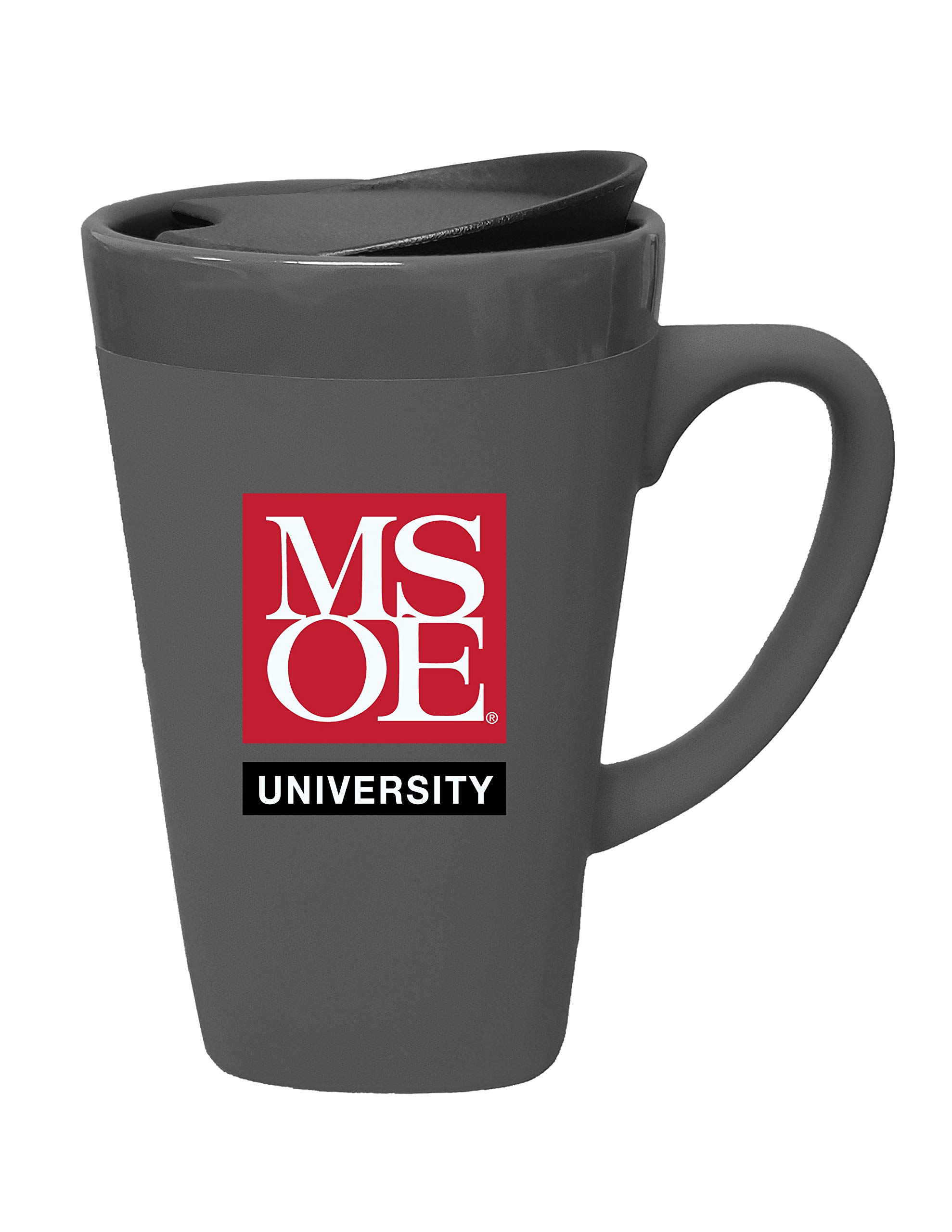 Milwaukee School of Engineering Ceramic Travel Mug with Leak-Proof Swivel Lid - 16oz Insulated Coffee Cup for Hot & Cold Drinks - Perfect for Campus, Office & Commuting - Gray Design-1