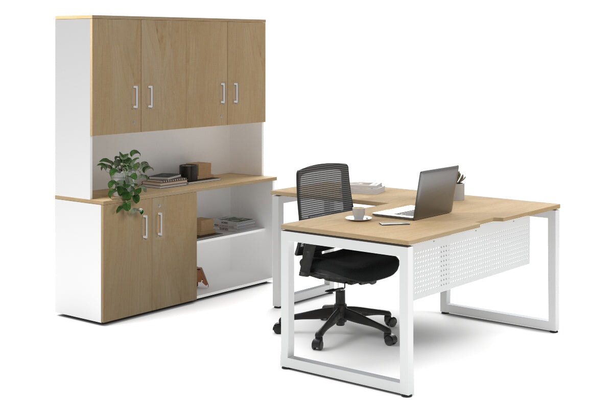 Quadro Loop Legs L-Shaped Executive Desk with White Legs [1800L x 1700W] - Perfect for Home Office, Conference Rooms & Modern Workspaces
