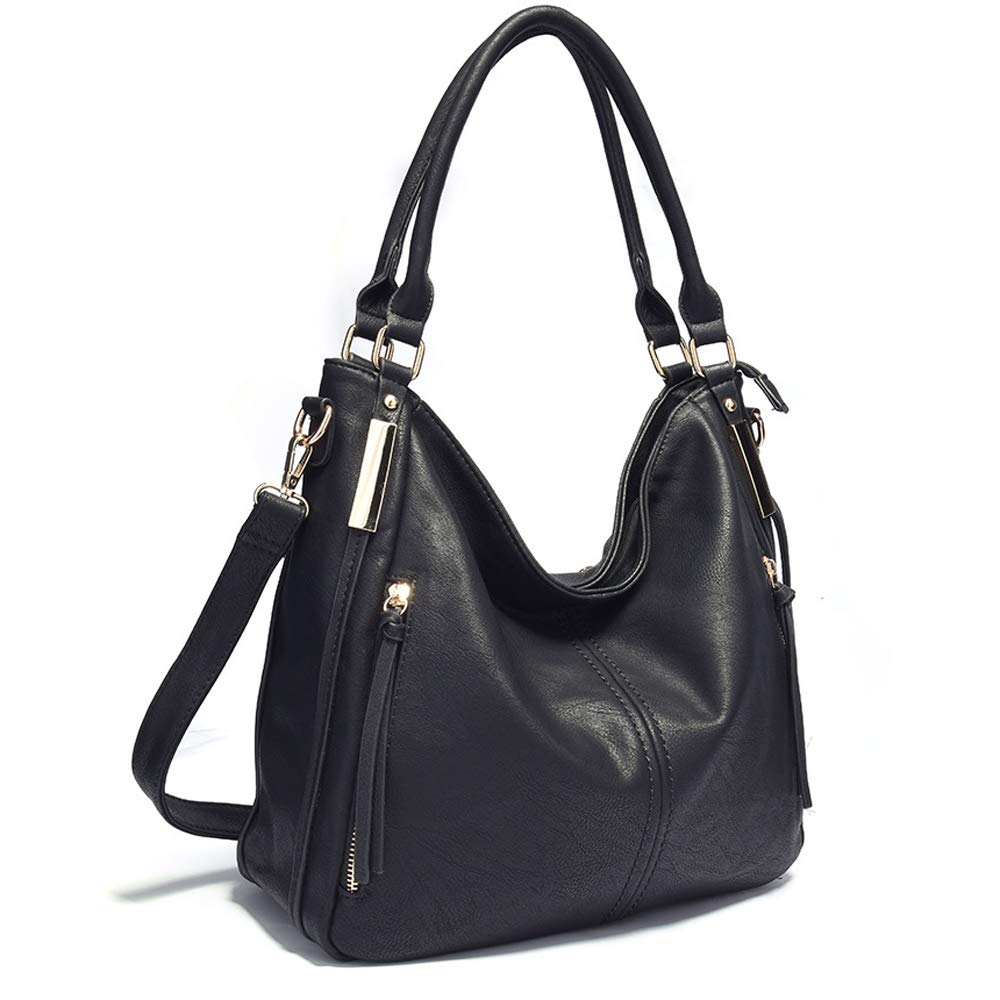 Mn&Sue Women's PU Leather Hobo Shoulder Bag - Large Top Handle Satchel Work Tote for Office, Travel & Everyday Use | Fashion Handbags & Purses