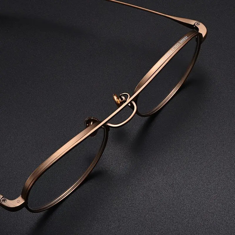 Aimee Unisex Full Rim Oval Double Bridge Titanium Eyeglasses 8040 - Lightweight Durable Frame for Reading, Work & Fashion (Silver/Gold/Black) - Perfect for Office, School & Everyday Wear