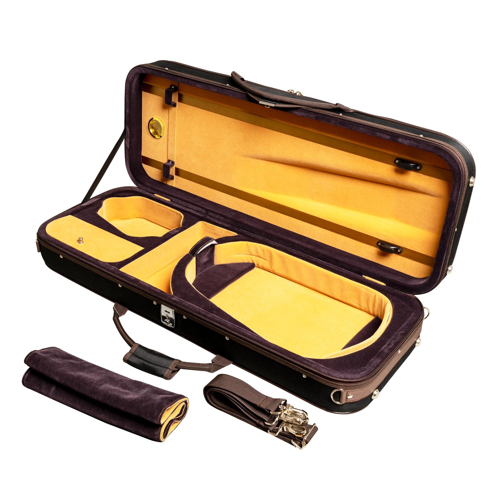 MI&VI AF-5003 Lightweight 4.5lb Hard Viola Travel Case with Reflective Safety Strips, Shoulder Straps & High-Density Foam - Durable Hard-Shell Protection for 15.5-16 Inch Violas - Perfect for Music Students, Traveling Musicians & Orchestra Performances